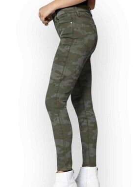 Sanctuary Social Standard Green Camo Print High-rise Skinny Jeans, Size 30